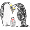 Famille de pingouins swirly