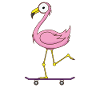 Flamingo on the skateboard