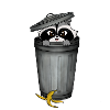 Raccoon in garbage can