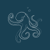 Oktopus Line Art blau