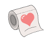 Toilet paper roll with heart