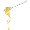 Pâtes spaghetti sur une fourchette