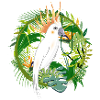 mysterious jungle with cockatoo bird