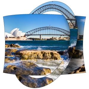 Australien: Sydney Hafen mit Oper und Brücke
