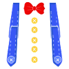 Clown braces Mardi Gras costume