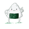Onigiri shows peace signs