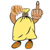 Sack Mittelfinger Hand Zeigefinger