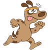 Big brown dog feels very tired while running