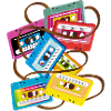 colorful 80s music cassettes with band salad
