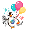 Pinguin mit Luftballons