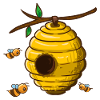 Bees around the hive