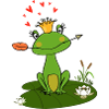 Charming frog with crown and heart