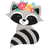 Raccoon with flower wreath