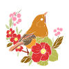 Spring bird in the flowers