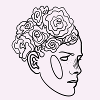 Flower Head White Black