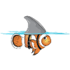Clownfish with shark fin costume