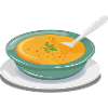 Grønnsaksuppe i en tallerken med en skje