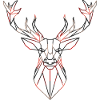 Geometric deer with red accents