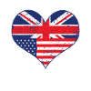 USA UK flag heart