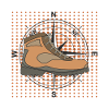 Hiking shoe compass background