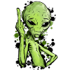 Alien with middle finger illustration