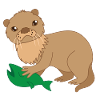 Loutre avec un poisson piégé