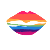 Rainbow kiss mouth.