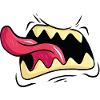 Crier monstre bouche dents langue