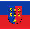 Armoiries de Transylvanie sur fond bleu-rouge