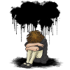 Sad girl black cloud depression