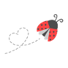 Carina coccinella volante e sentiero del cuore