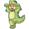 Baby cat in dinosaur costume