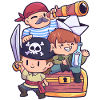 Pirate children friends skull sea