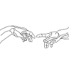 Michelangelo creating hand one line draw