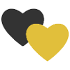 Black yellow love heart