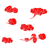 Red clouds anime japan pattern