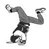 B Boy B-Boy Elbow Freeze en break dance en escala de grises