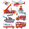 Firefighters vehicles fireman children