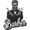 Barbiere vintage retrò zombie cranio barba capelli