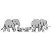 Cute Lines Elephants Family I