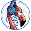 Flamingo with headphones