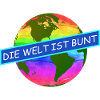 die welt ist bunt komtinente auf regenbogenfarben