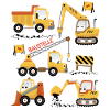 Cute construction site vehicles