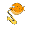 Sweet puffer plays saxophone interpretation