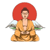 Japanese Buddha with red sun