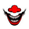 Evil horror clown, face psycho killer clown