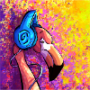 Flamingo hört Musik