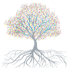 Glowing fruits on tree design