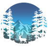 Hirsch im Wald (rund/blau)