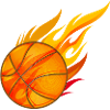 hot glowing basketball on fire